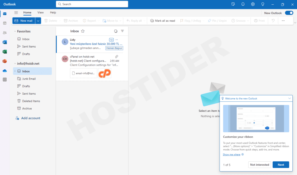 Outlook Otomatik ve Manuel Kurulum 2'si Bir Arada (Resimli Anlatım) 11 outlook arayuz